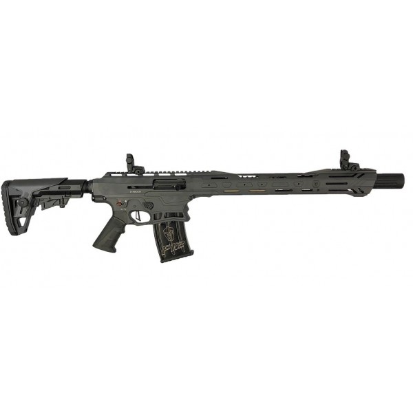 Typhoon Defense F12 Grey Sport 12 Gauge With 18.5" Barrel, 3 Mags, Fixed Stock & Collapsible Stock